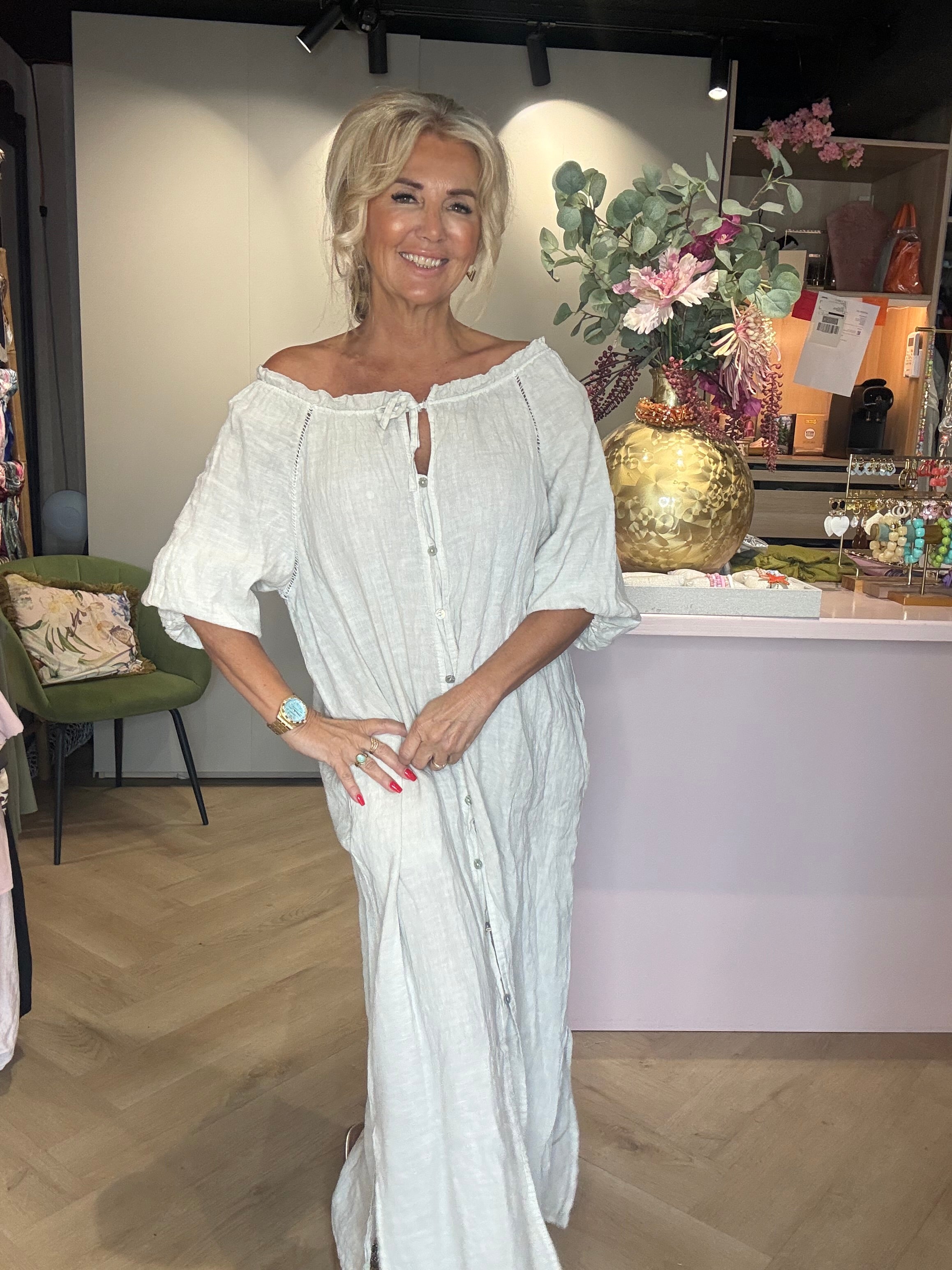 Malany Off-White Linen Dress 🤍